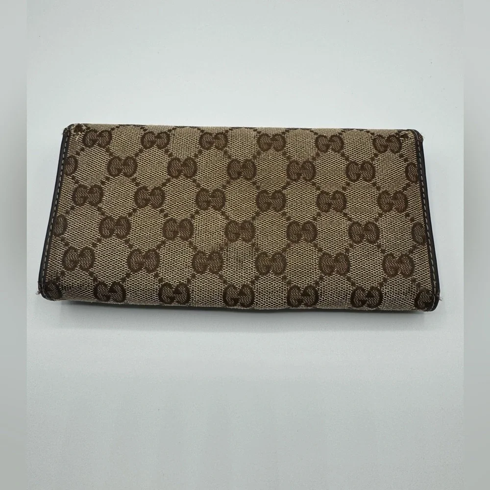 Gucci GG Canvas Continental Wallet Beige Brown Interlocking GG Logo - Picture 4 of 16